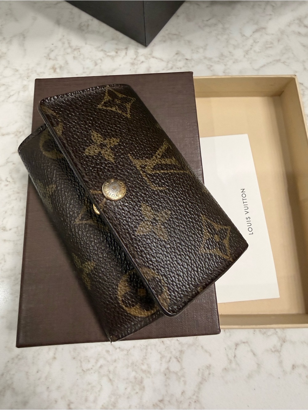 Louis Vuitton Monogram Canvas Card & Key Holder - Brown/Gold